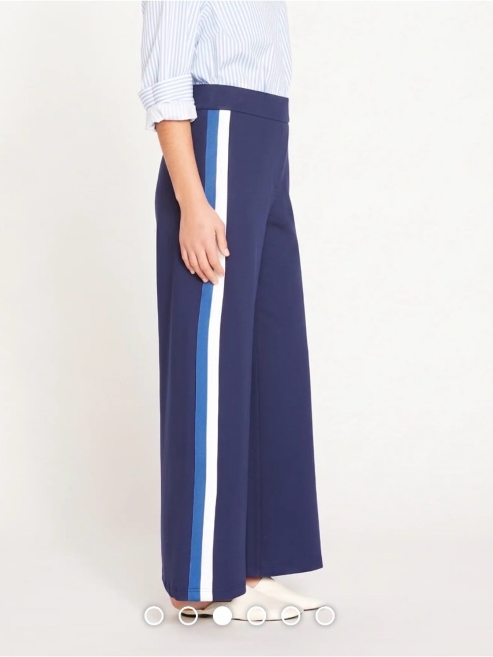 Universal Standard Stephanie Navy Wide-Leg Stripe Ponte Pants